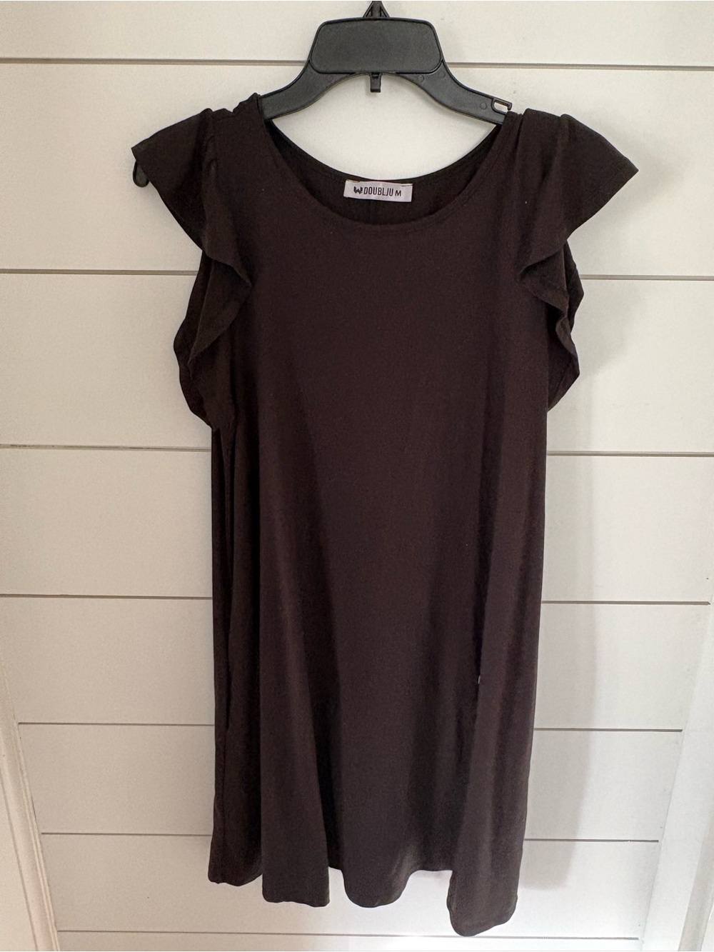 W. Double U Black Flutter Sleeve Women’s Dress medium
